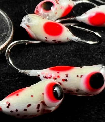 White/Red Fish Ticks - 3mm